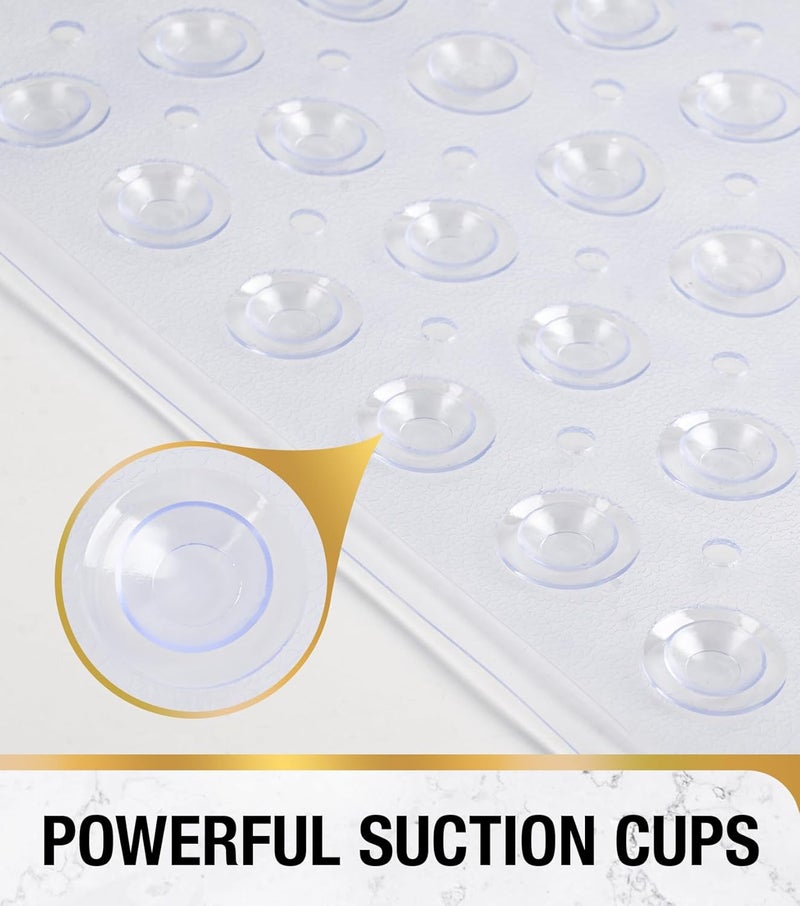 HITSLAM Shower Bathtub Mat Non Slip, 24"x 24" Bath Mat for Tub, Soft PVC Shower Mats for Inside Shower with Suction Cups and Center Drain Hole, Machine Washable Bathroom Floor Mat, Clear - Image 4